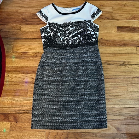 Antonio Melani Embroidered Tweed Dress Sz 10 - Picture 4 of 10